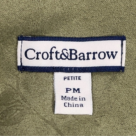 Petite Medium Croft And Barrow Green Blazer Jacket Floral Print Zip Closure - Picture 11 of 16